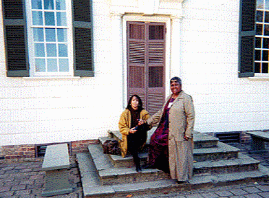 Linda and and Judith on steps at Mount Veron